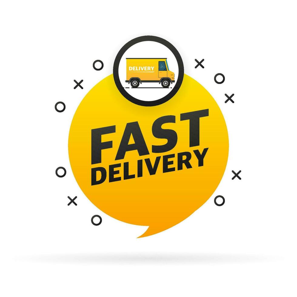 Fast delivery service badge. Fast time delivery order with stopwatch on white background. Vector illustration