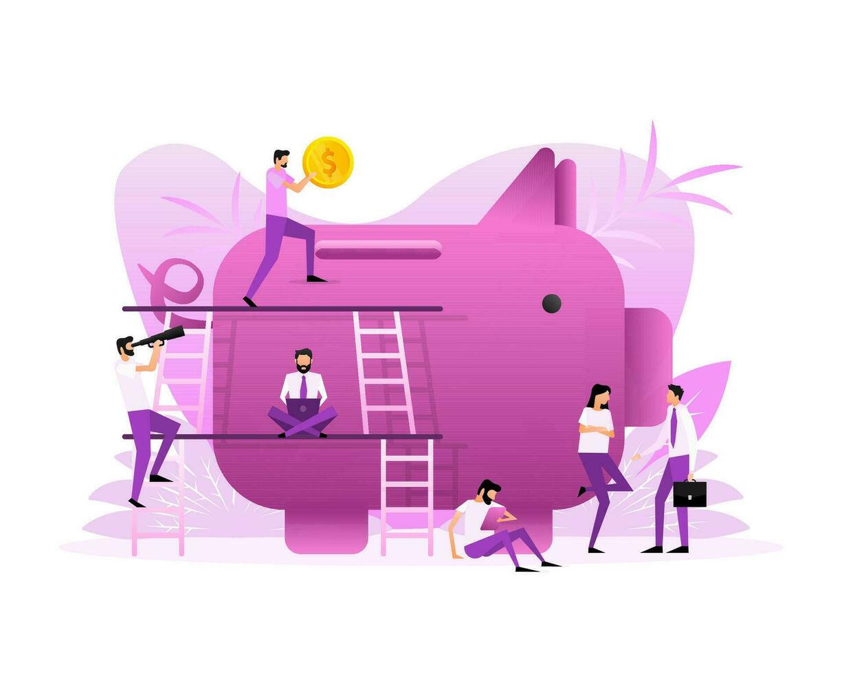 Saving money Business concept. Flat vector illustration