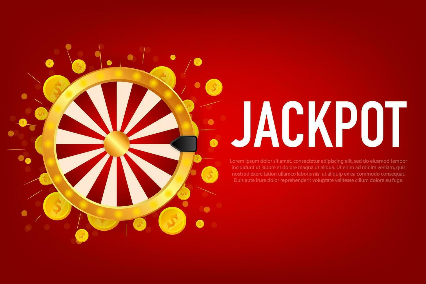 Retro cartoon red jackpot with fortune wheel. Vector sign. Abstract icon. Business concept.