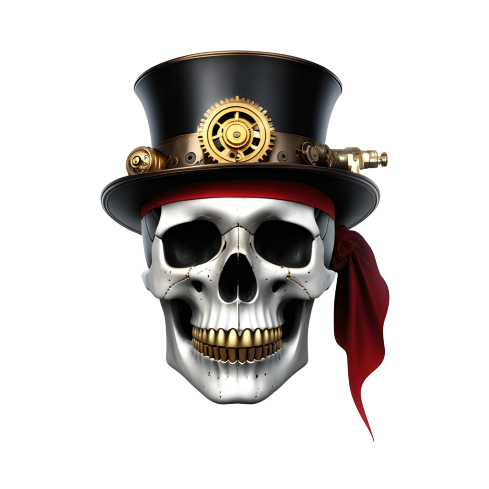 AI generated Skull With Steampunk Style Png Transparent Background