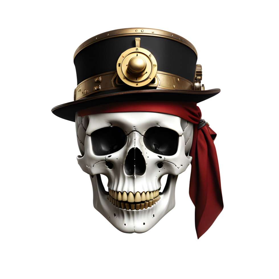 AI generated Skull With Steampunk Style Png Transparent Background