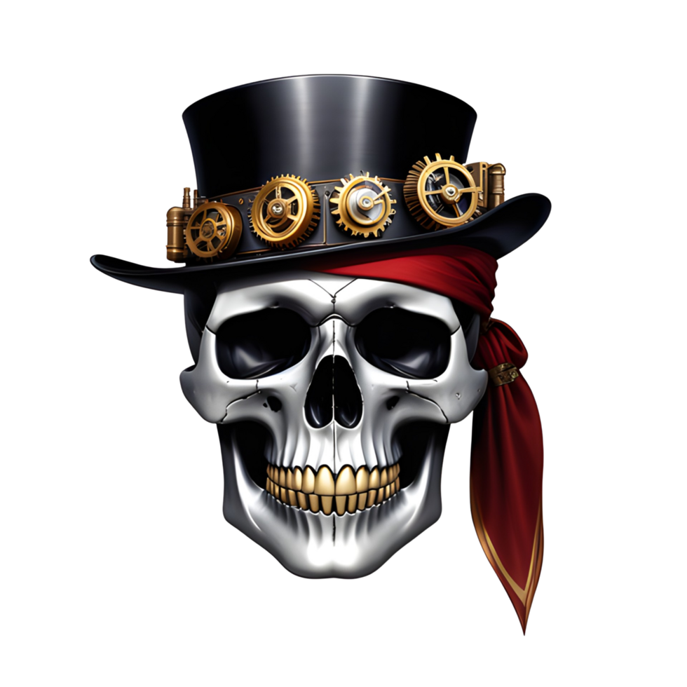 AI generated Skull With Steampunk Style Png Transparent Background