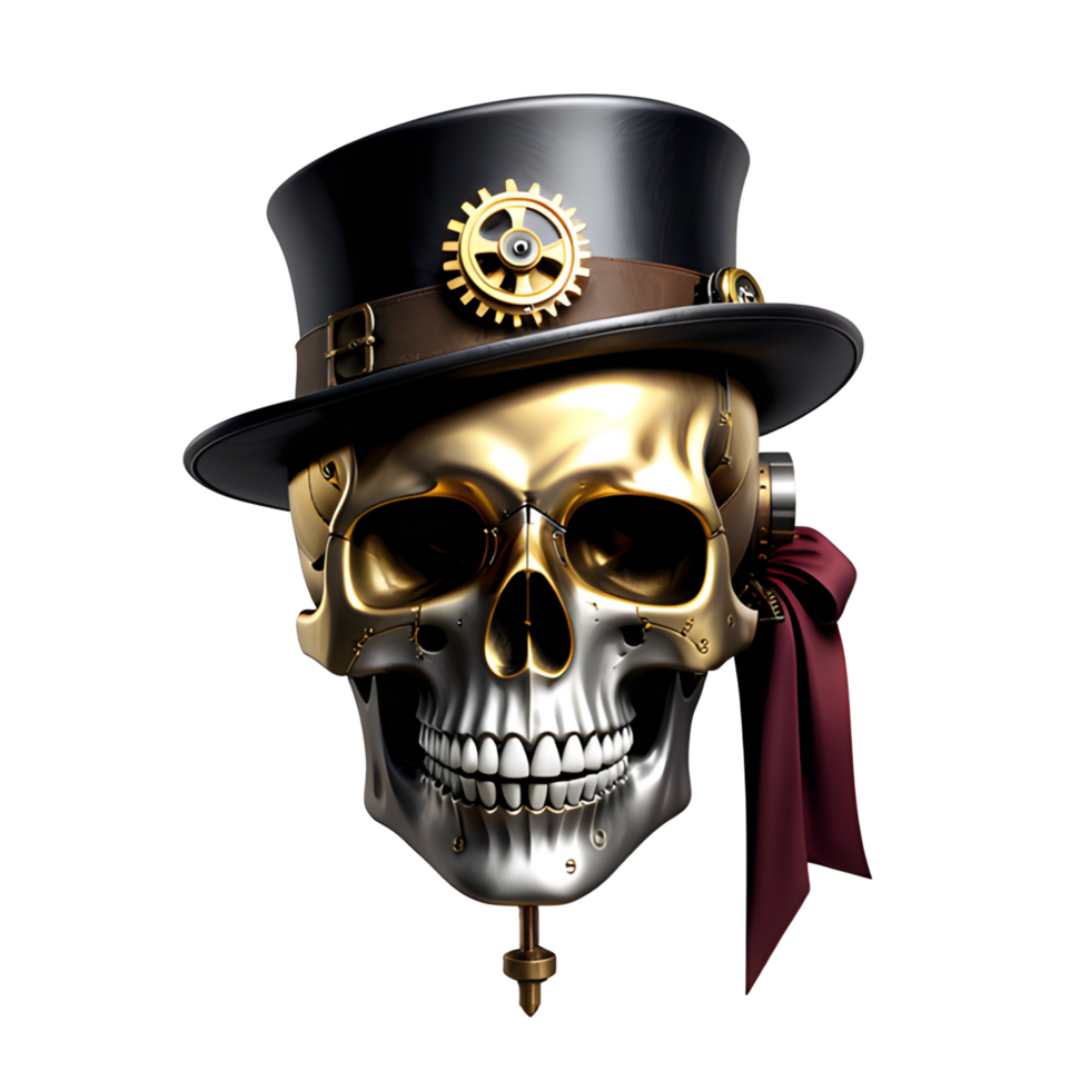 AI generated Skull With Steampunk Style Png Transparent Background