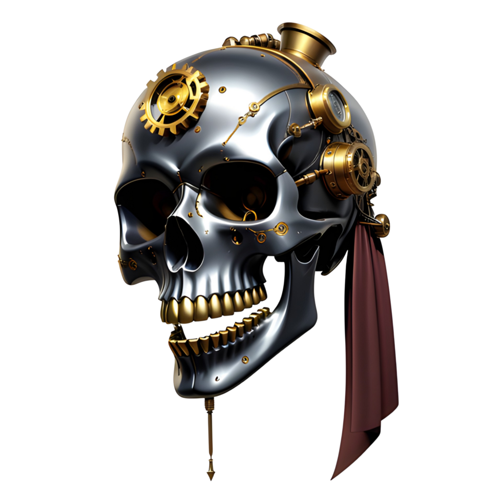 AI generated Skull With Steampunk Style Png Transparent Background