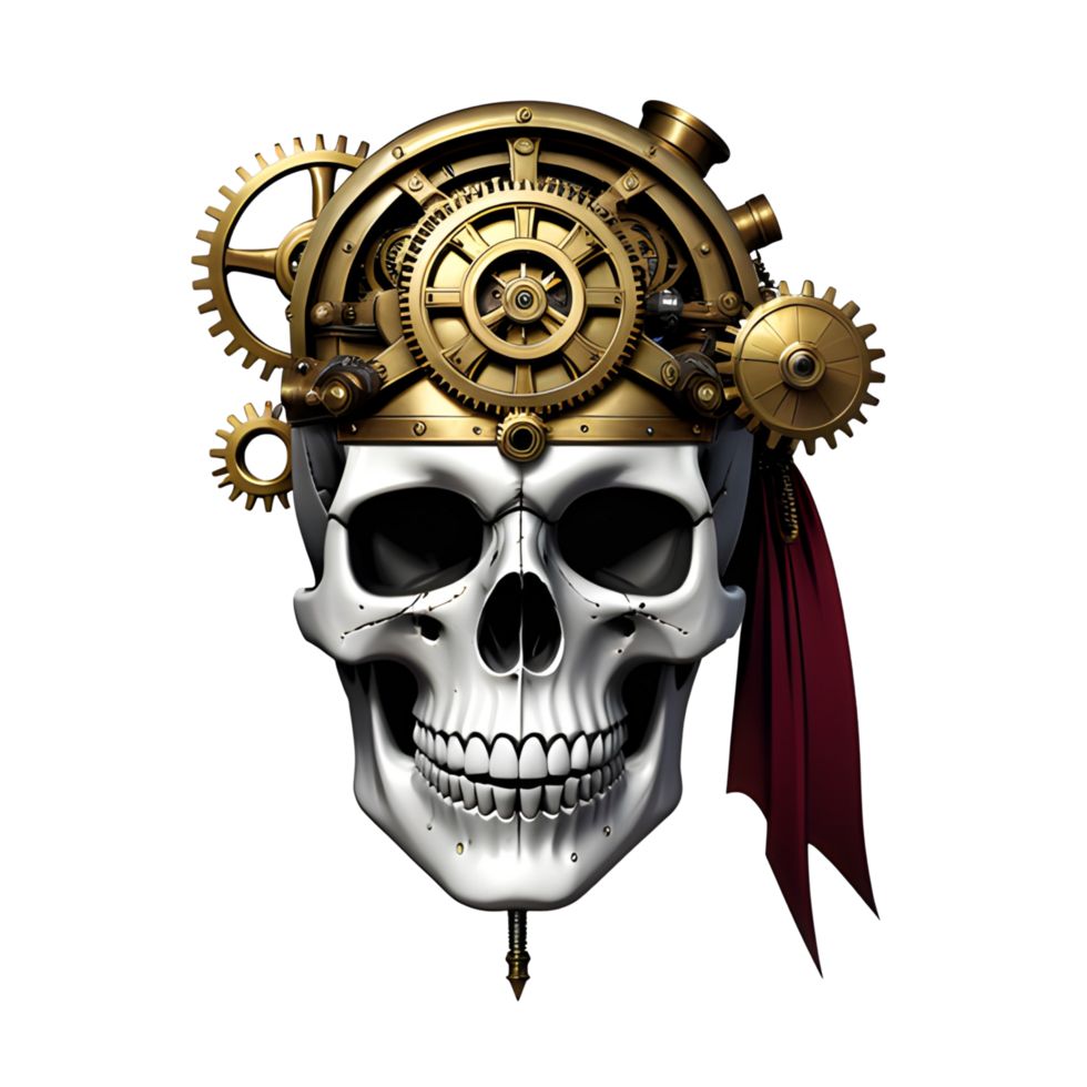 AI generated Skull With Steampunk Style Png Transparent Background