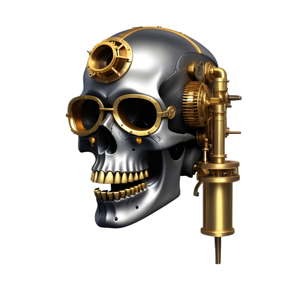 AI generated Skull With Steampunk Style Png Transparent Background