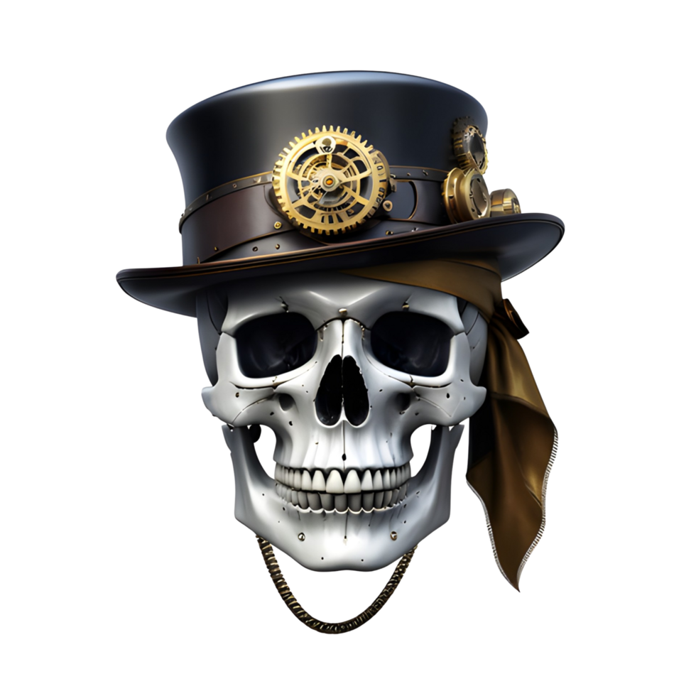 AI generated Skull With Steampunk Style Png Transparent Background