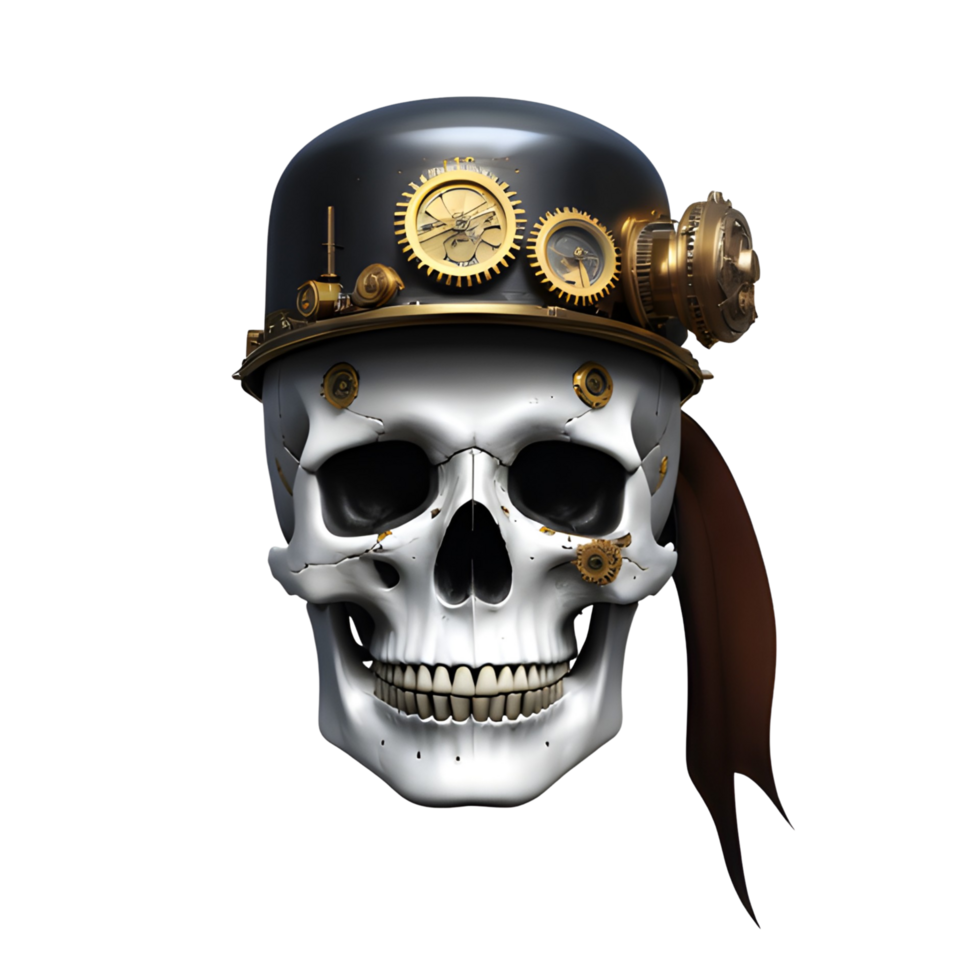 AI generated Skull With Steampunk Style Png Transparent Background