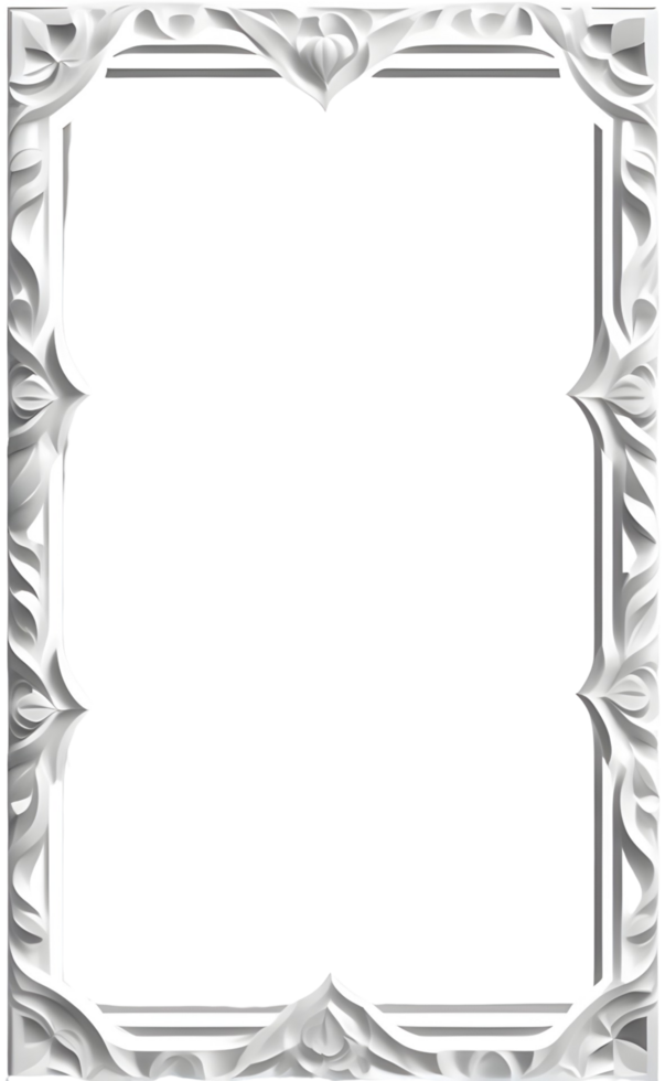 AI generated White Tradisional Curve Border Frame Png Transparent Background