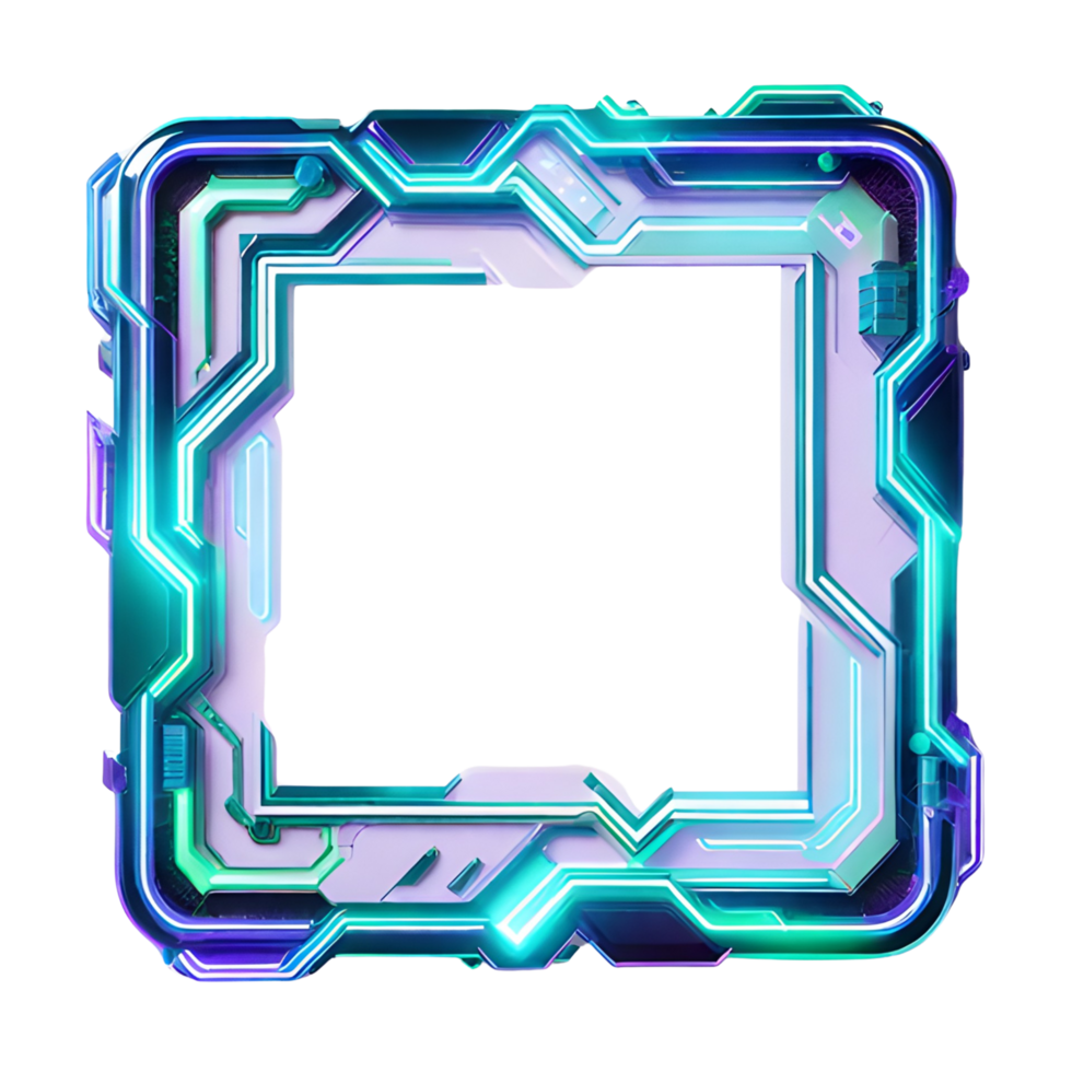AI generated Cyberpunk Border Frame PNG Transparent Background