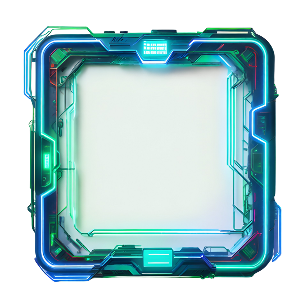 AI generated Cyberpunk Border Frame PNG Transparent Background