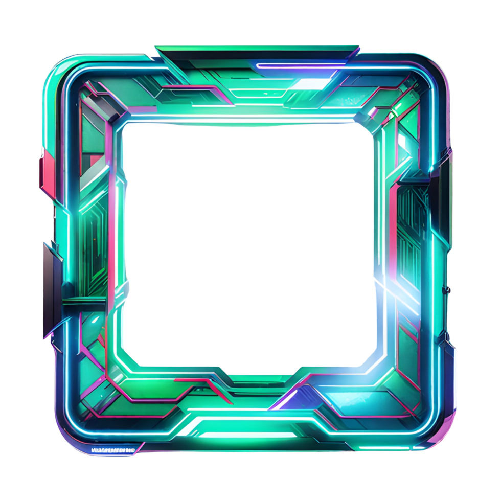 AI generated Cyberpunk Border Frame PNG Transparent Background