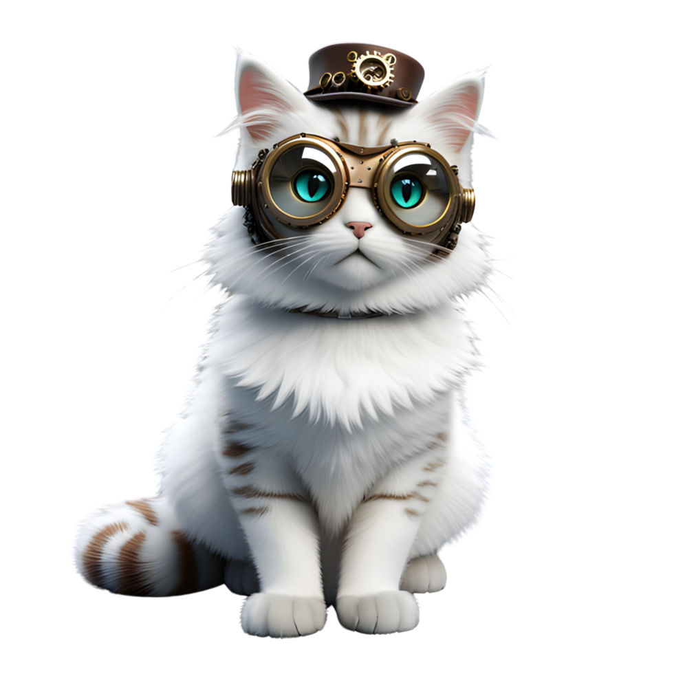 ai généré mignonne chat avec steampunk style png transparent Contexte