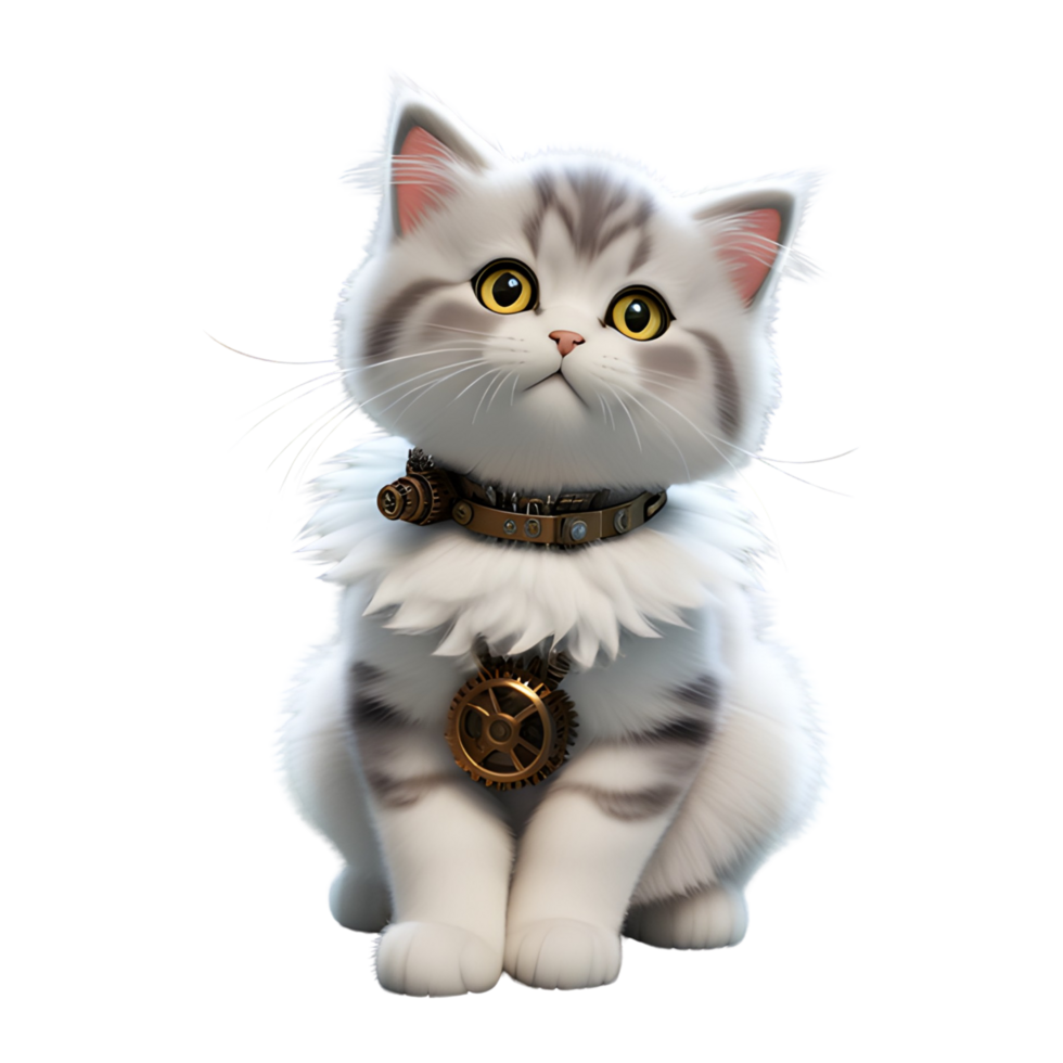 AI generated Cute Cat With Steampunk Style PNG Transparent Background