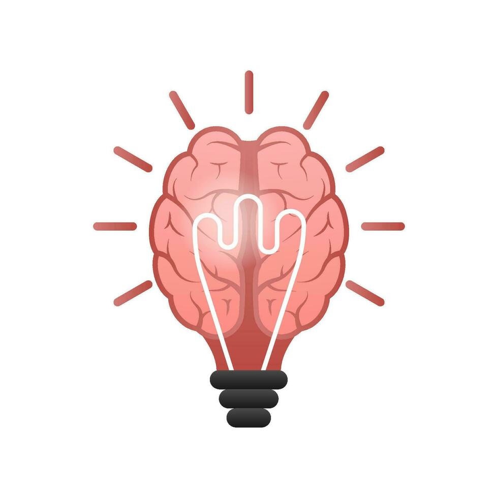 Idea brain. Creative thinking. Idea, solution. Positive, motivation. vector