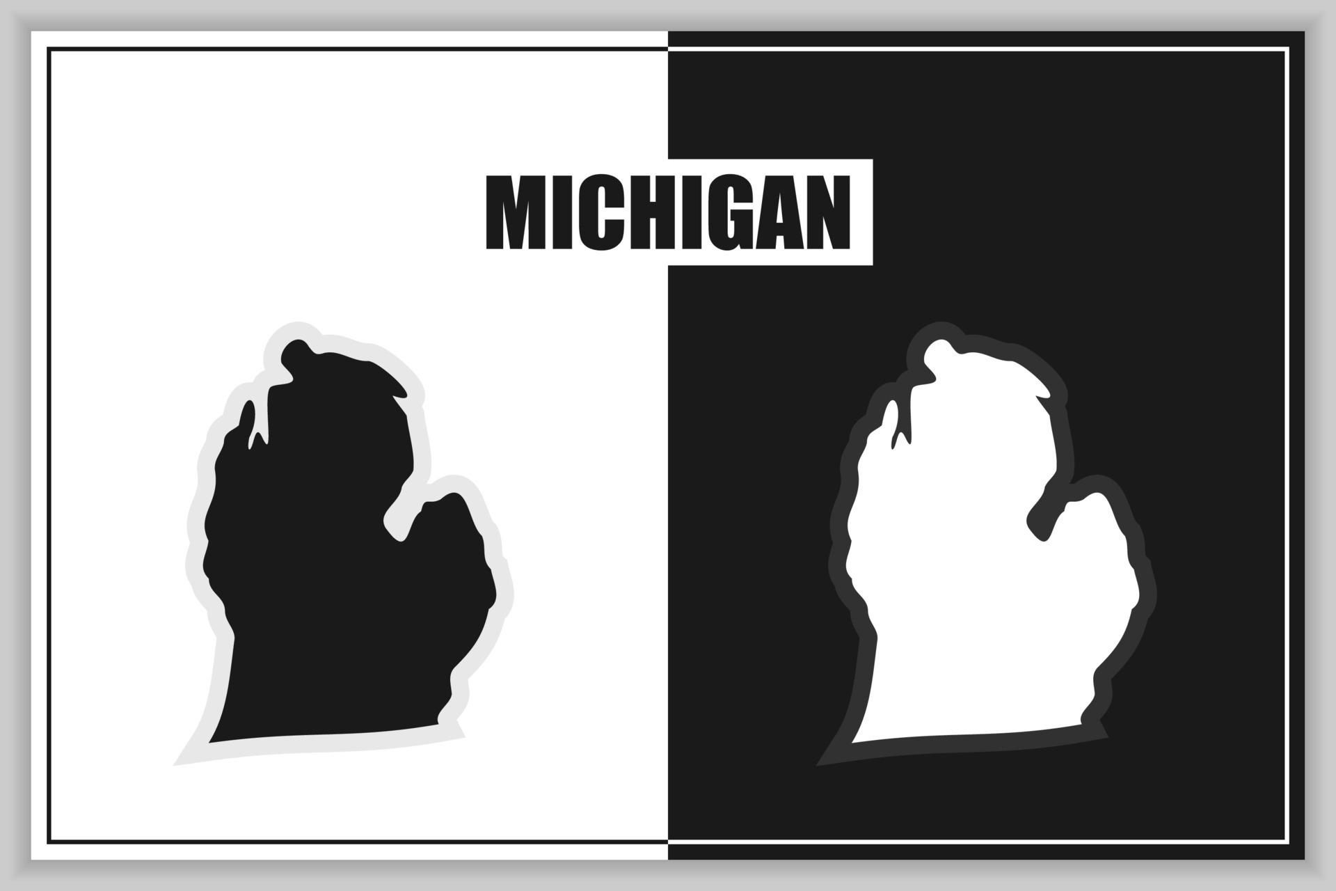 Flat style map of State of Michigan, USA. Michigan outline. Vector