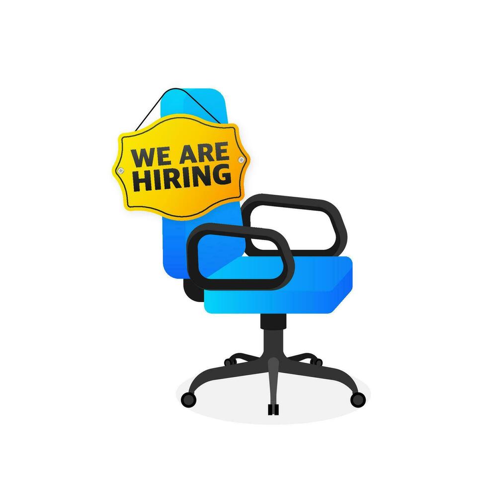Office chair. We Are Hiring, Vacant positions. Hiring and recruiting vector