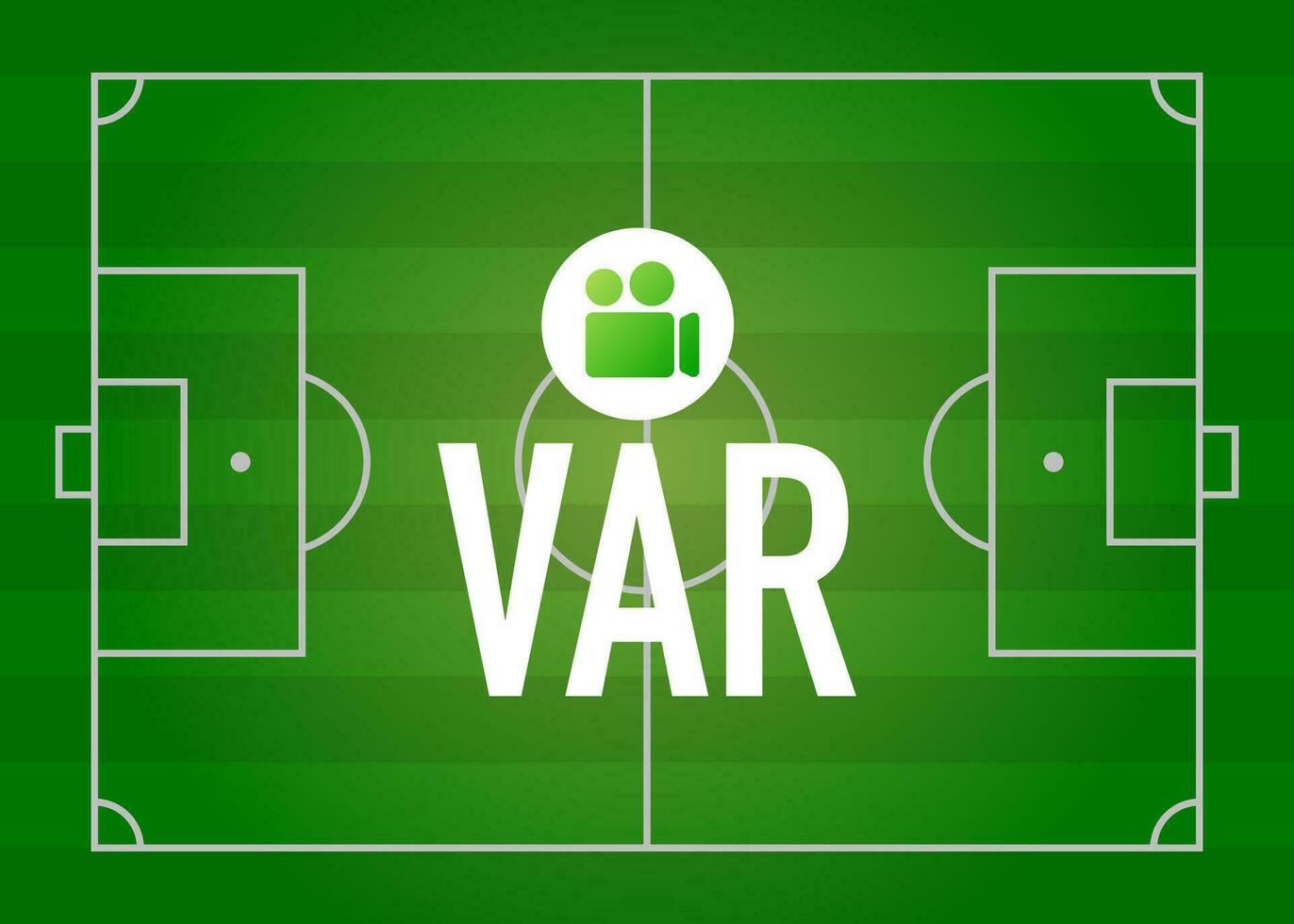 Video Assistant Referee Vector Illustration. Football, Soccer VAR System with Computer and Football Pitch Illustration