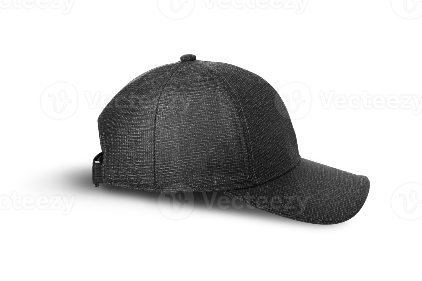 Black baseball cap. Sports hat with visor isolated on a transparent png