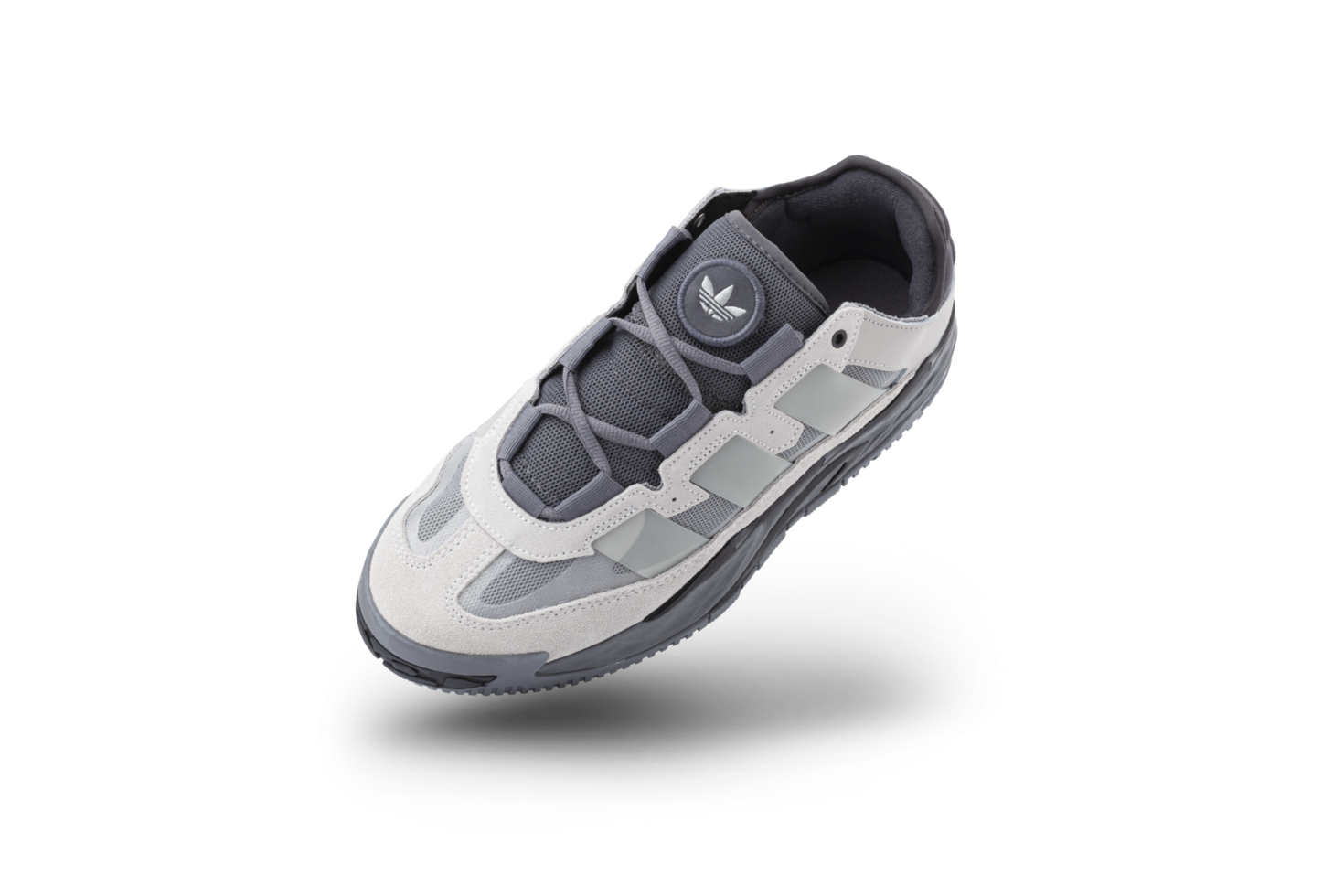 Sneakers Adidas Niteball. Futuristic design sneakers in flight isolated on a transparent background png