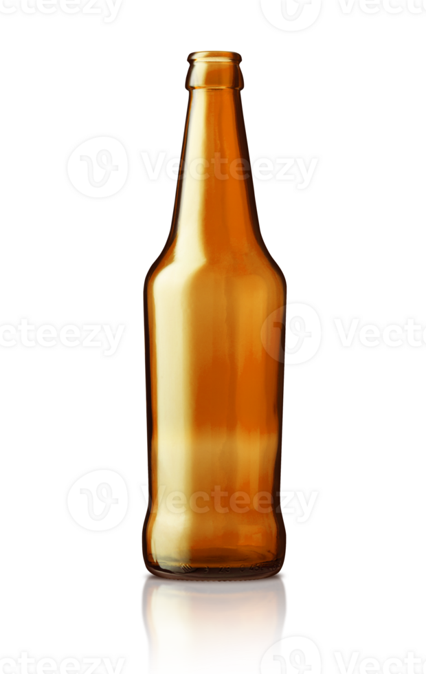 Empty brown beer bottle isolated on the transparent background png