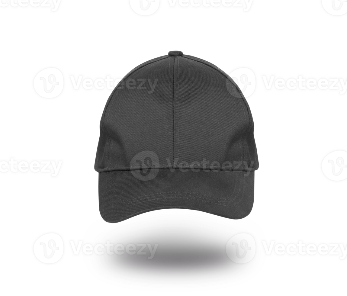 Black baseball cap. Sports hat with visor isolated on a transparent png