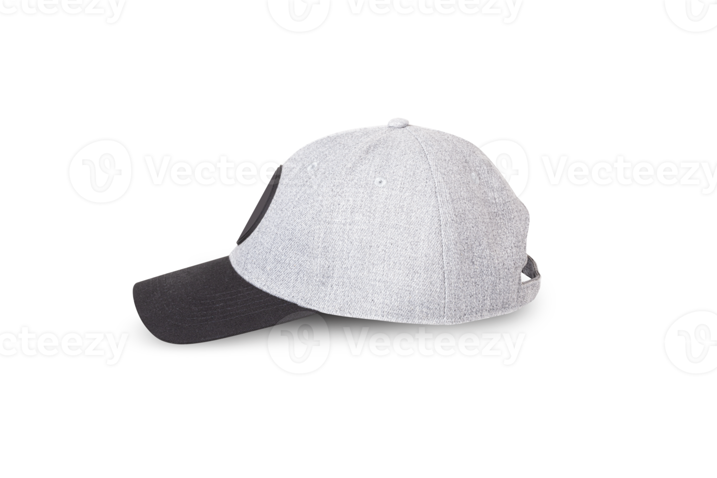 Grey baseball cap. Sports hat with visor isolated on a transparent png