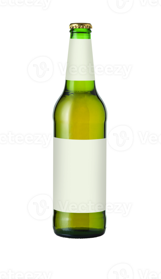 Lager beer bottle with an example label isolated on a transparent background png