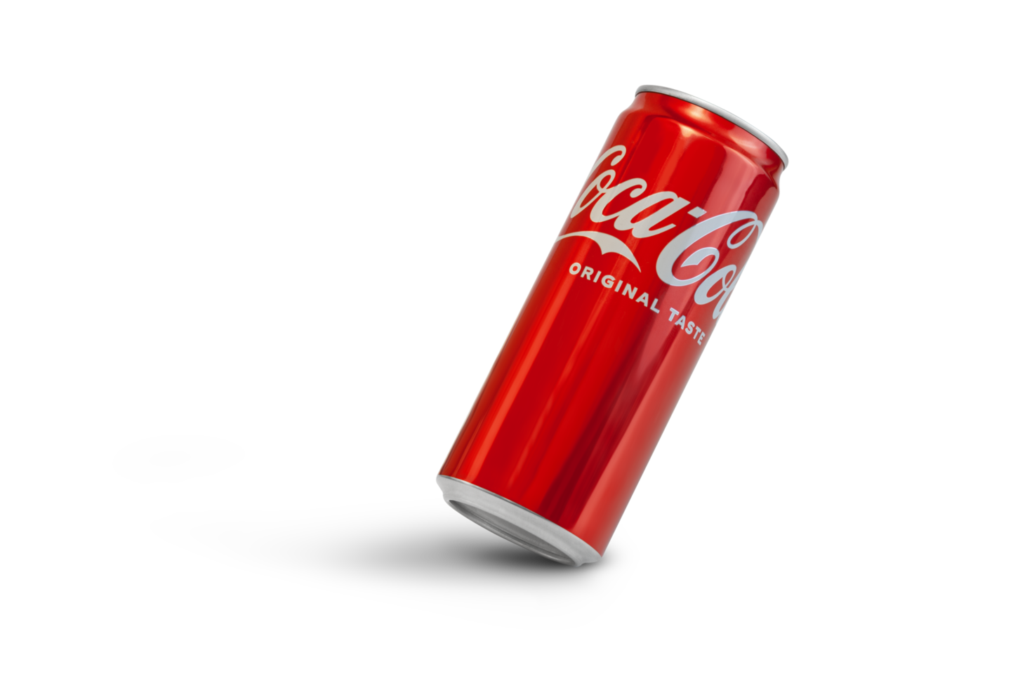 Aluminum can of Cola view from an angle on a transparent background png