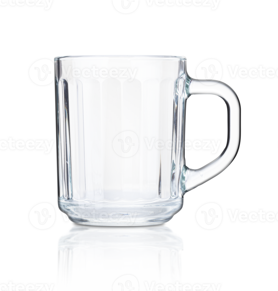 Blank glass transparent coffee or tea mug isolated on transparent background png