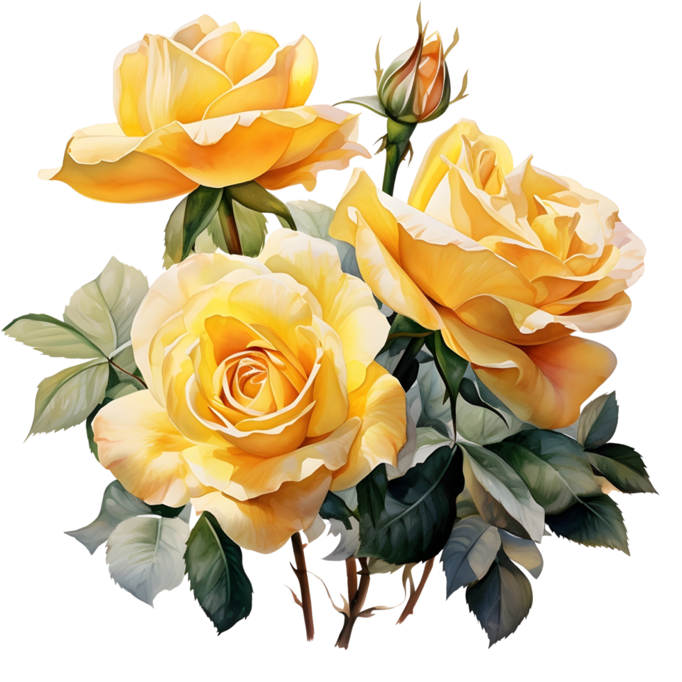 AI generated Yellow rose flora png
