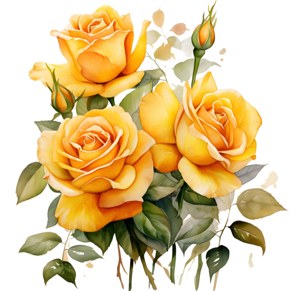 AI generated Yellow rose flora png