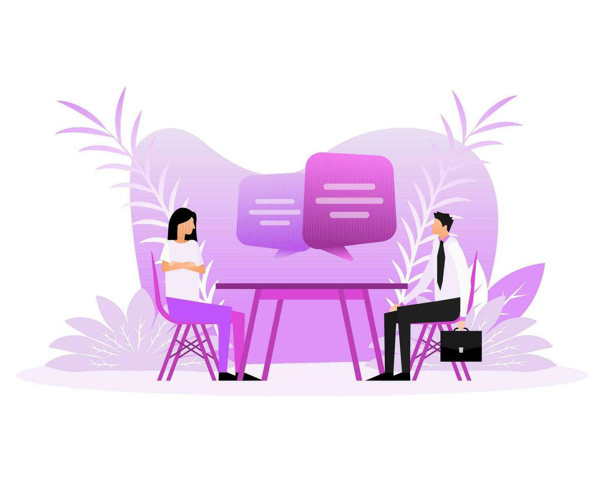 Colloquy in flat style illustration with people. Cartoon flat vector illustration