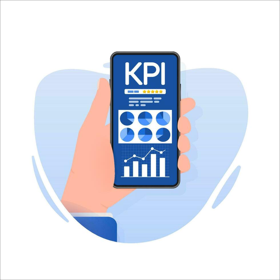 Flat icon with kpi for marketing design. Financial investment. Business data analysis vector