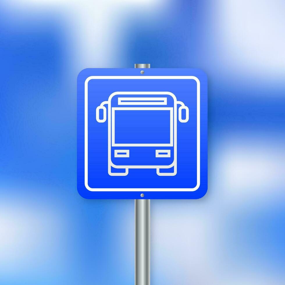 Bus stop sign. Simple transportation sign. Tourist bus. Vector illustration.