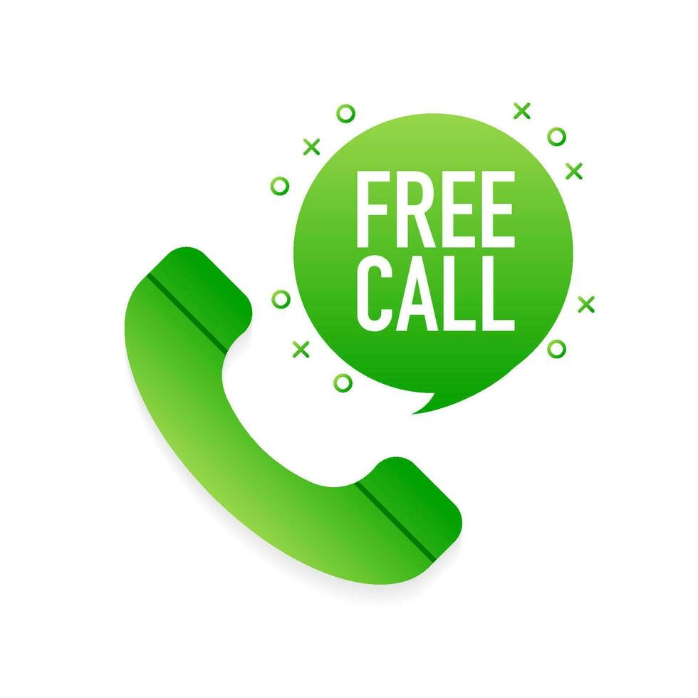 Free call in flat style. 3d vector icon. Vector design