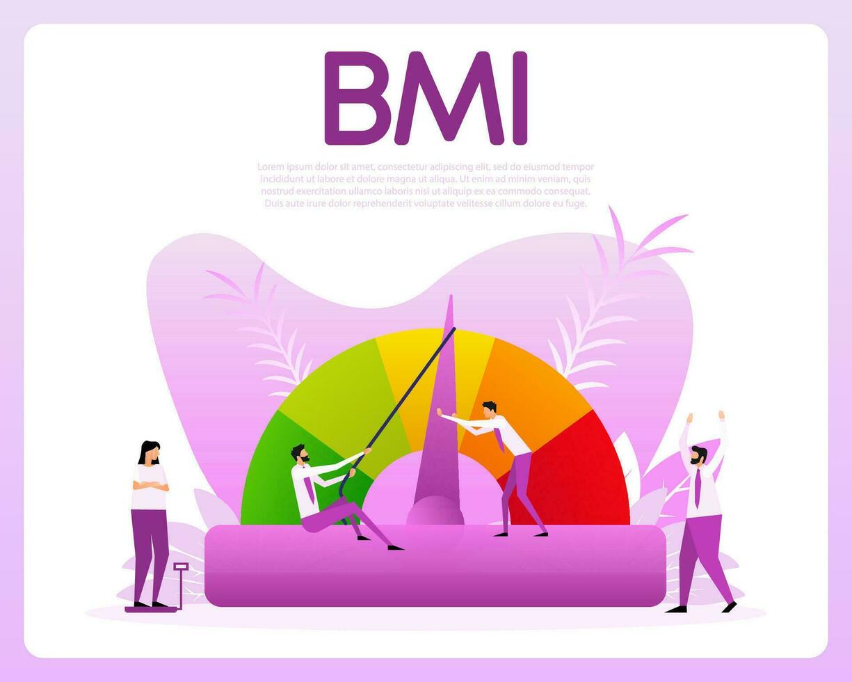 Indicator bmi. Body mass index and fitness exercise. Vector illustration.