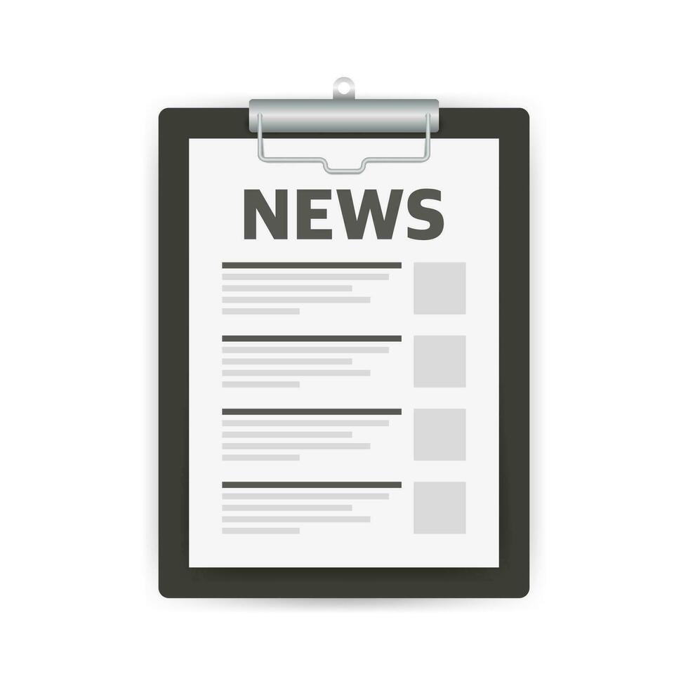 News clipboard. News form simple solid icon vector