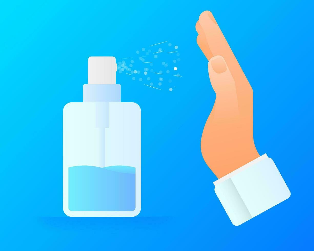 Disinfection sanitizer on transparent background. Vector 3d illustration.