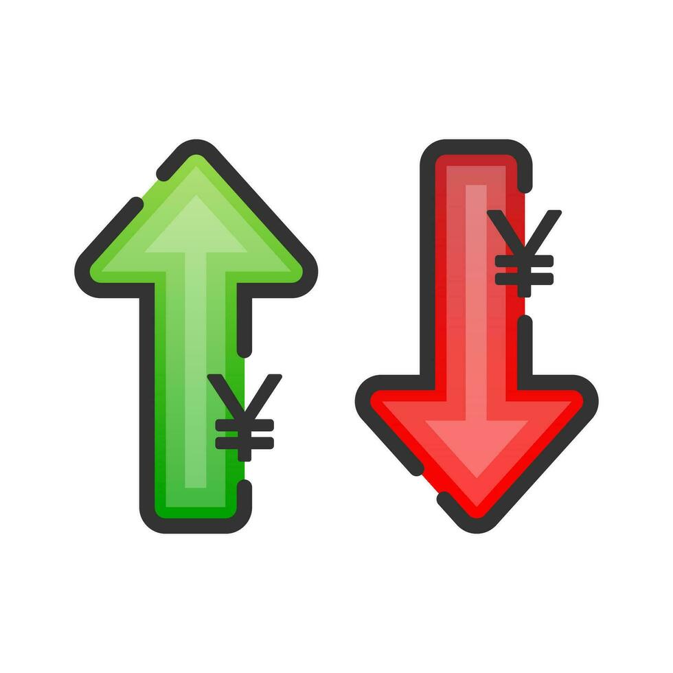 Up and Down yuan Sign on white background vector