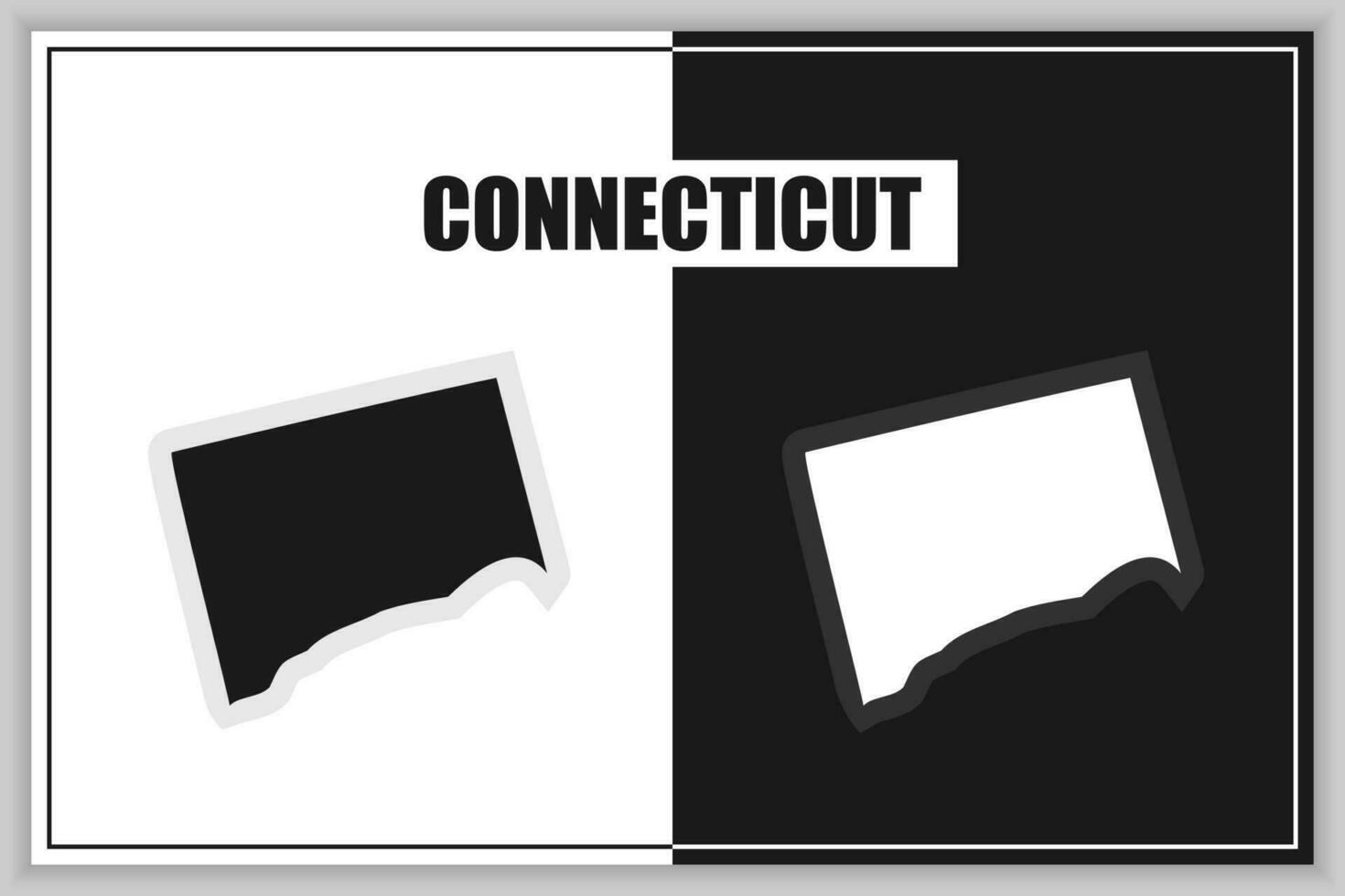 Flat style map of State of Connecticut, USA. Connecticut outline. Vector illustration