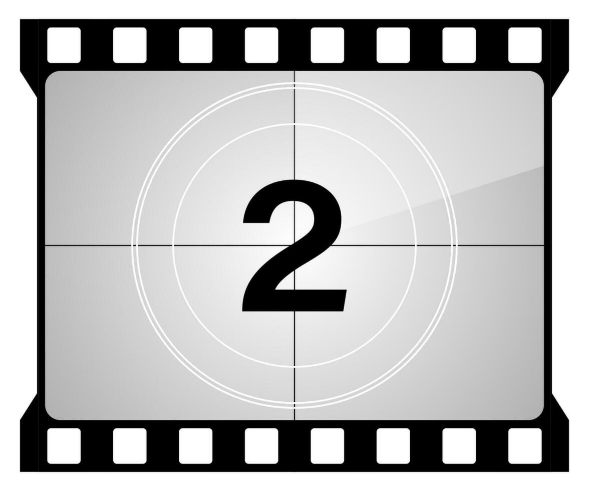 A classic movie countdown frame at the number two vector