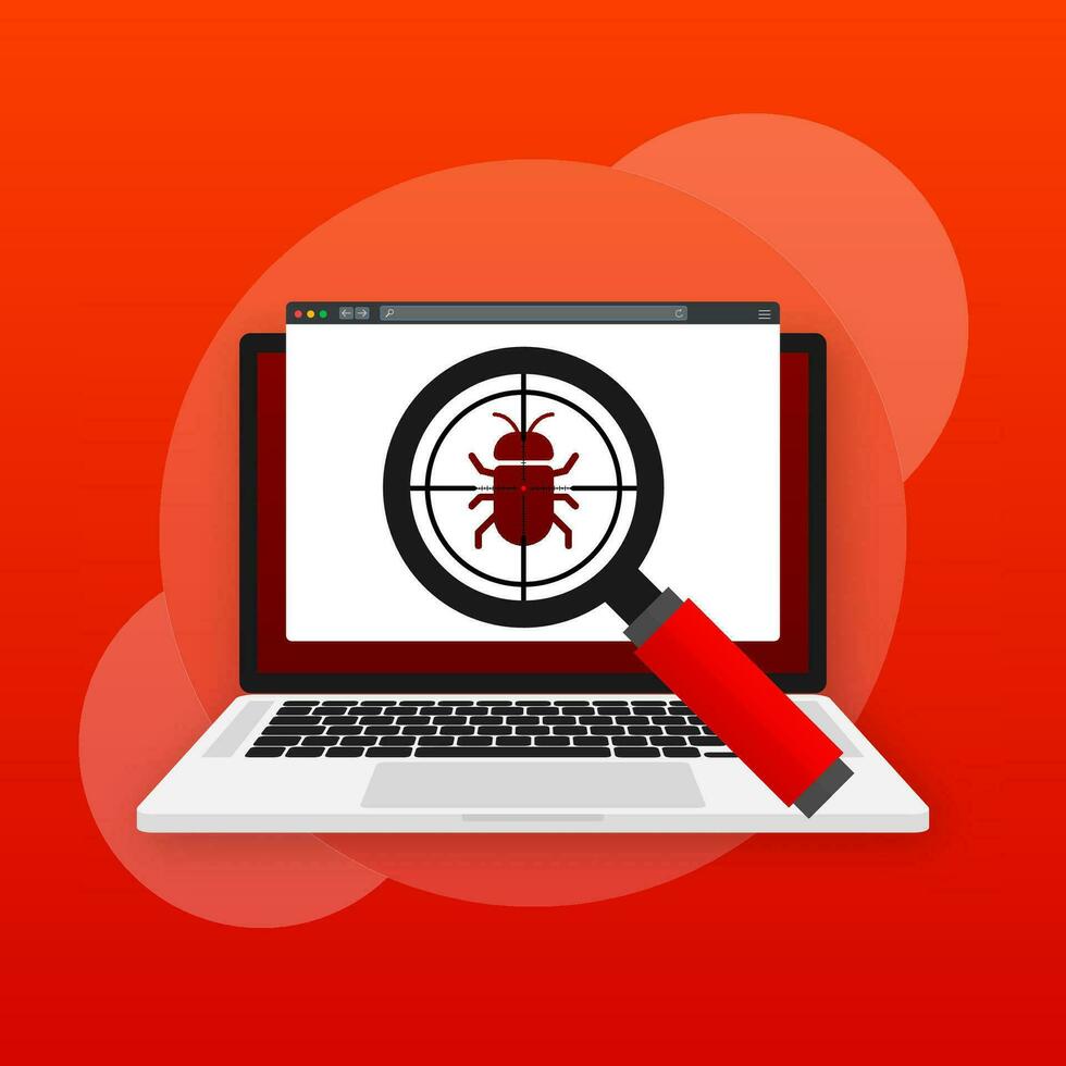 Virus loupe. Searching virus. Microbe icon. Cyber secure. vector