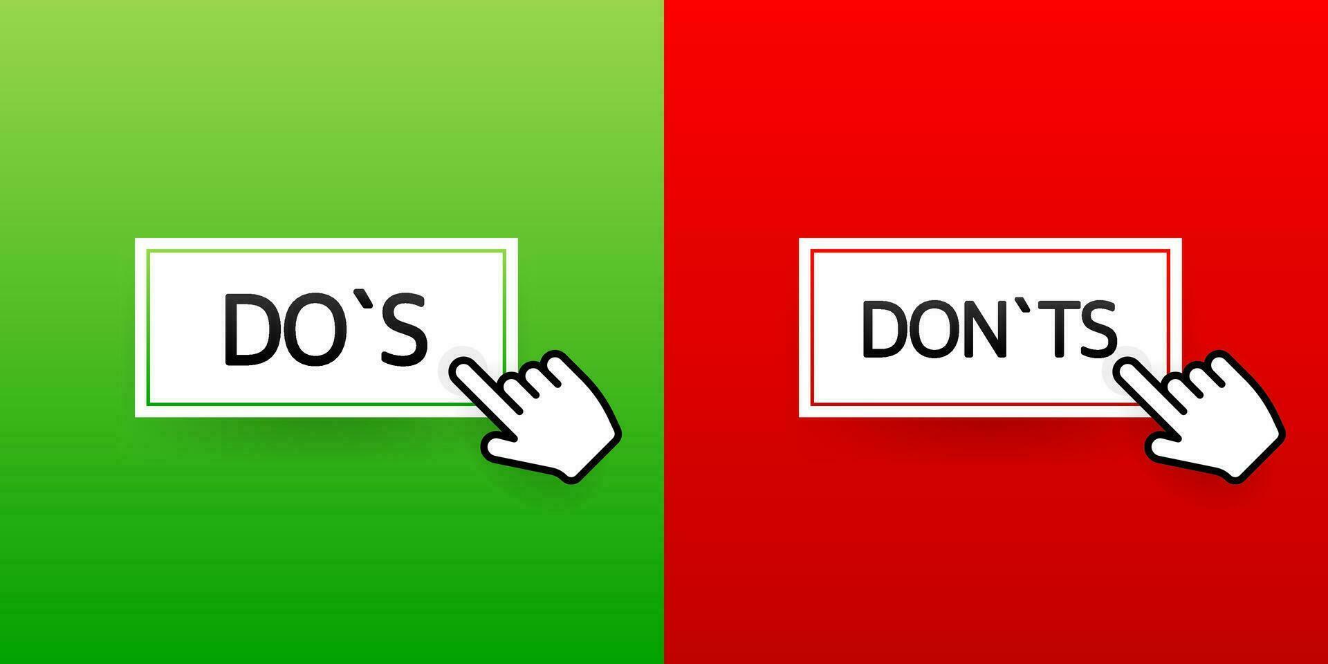 Check marks ui button with dos and donts. Flat simple style trend modern red and green checkmark vector