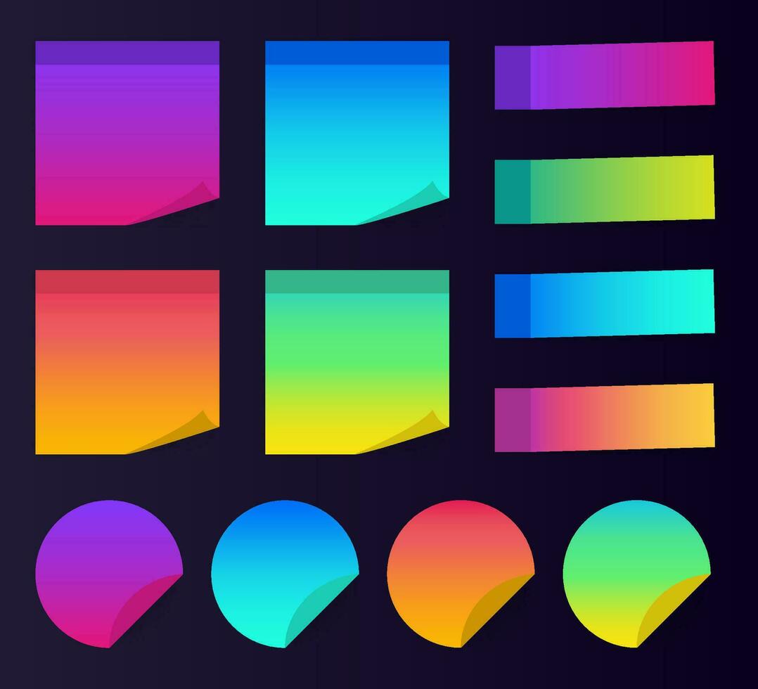 Post note paper. Sticky colored notes. Vector illustration.