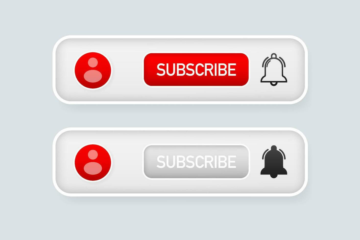 Red rounded subscribe button on white background vector