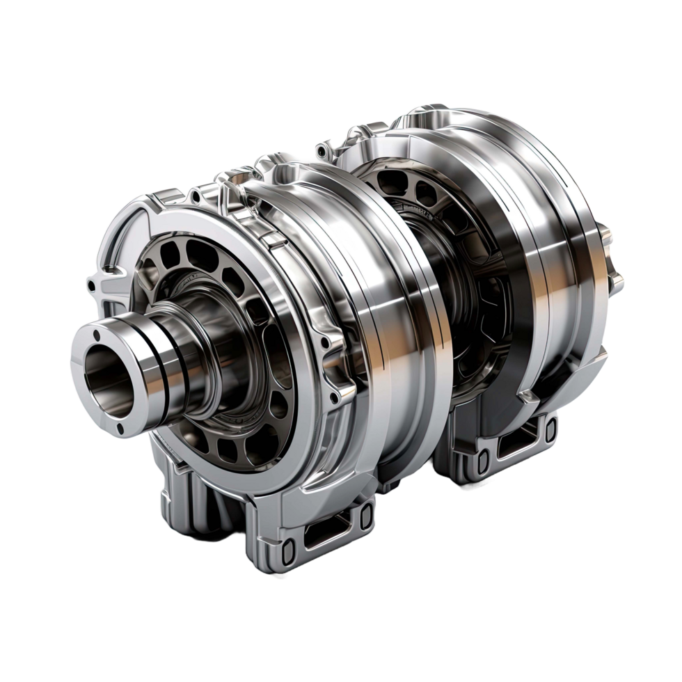 AI generated V4 engine pistons on crankshaft isolated on transparent background png