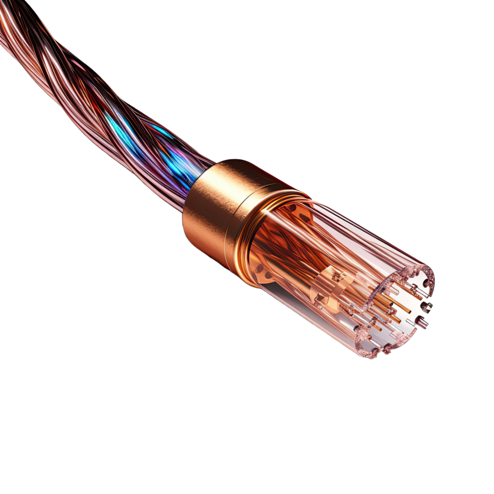 AI generated Coaxial cable showing detailed layers isolated on transparent background png