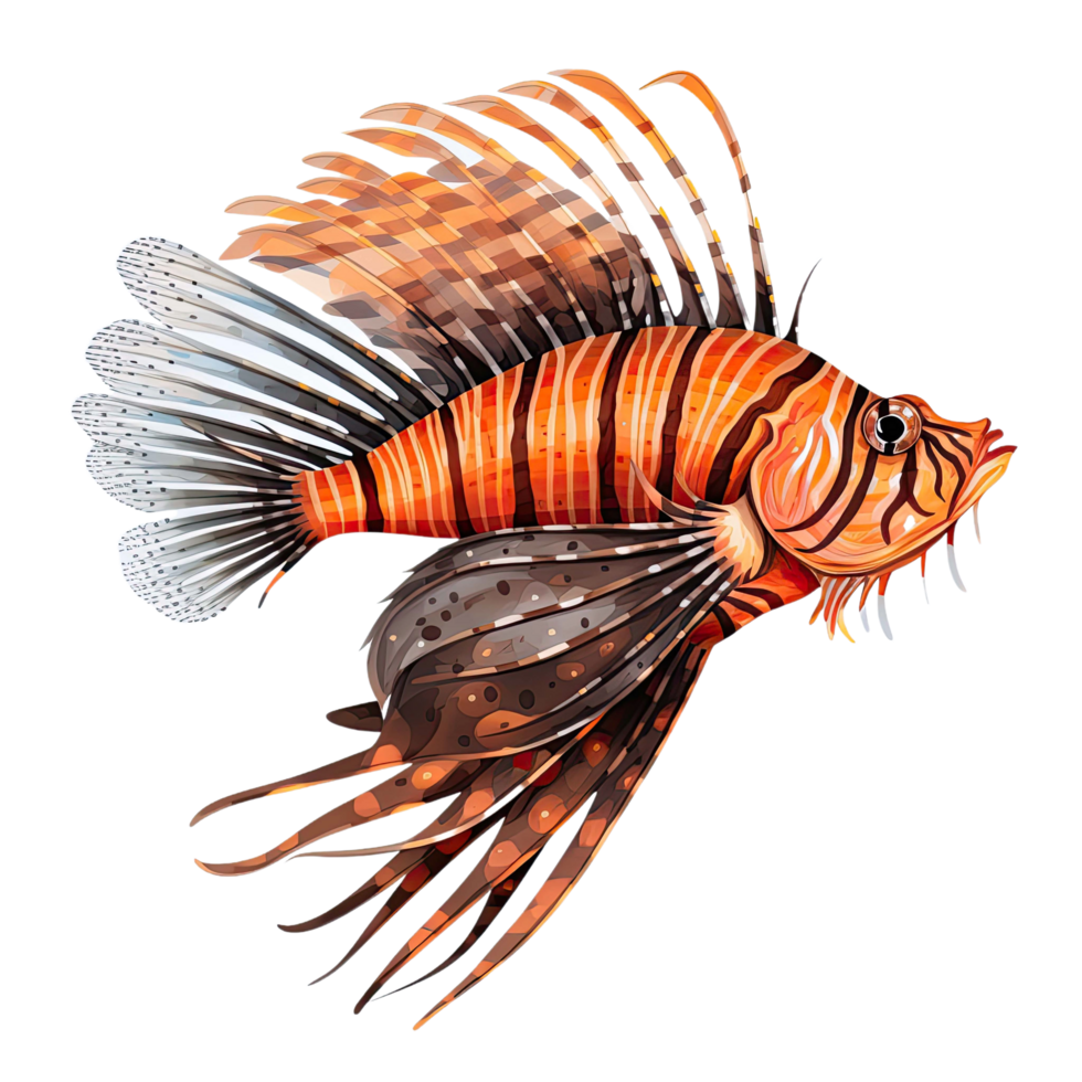 AI generated Lionfish isolated on transparent background png