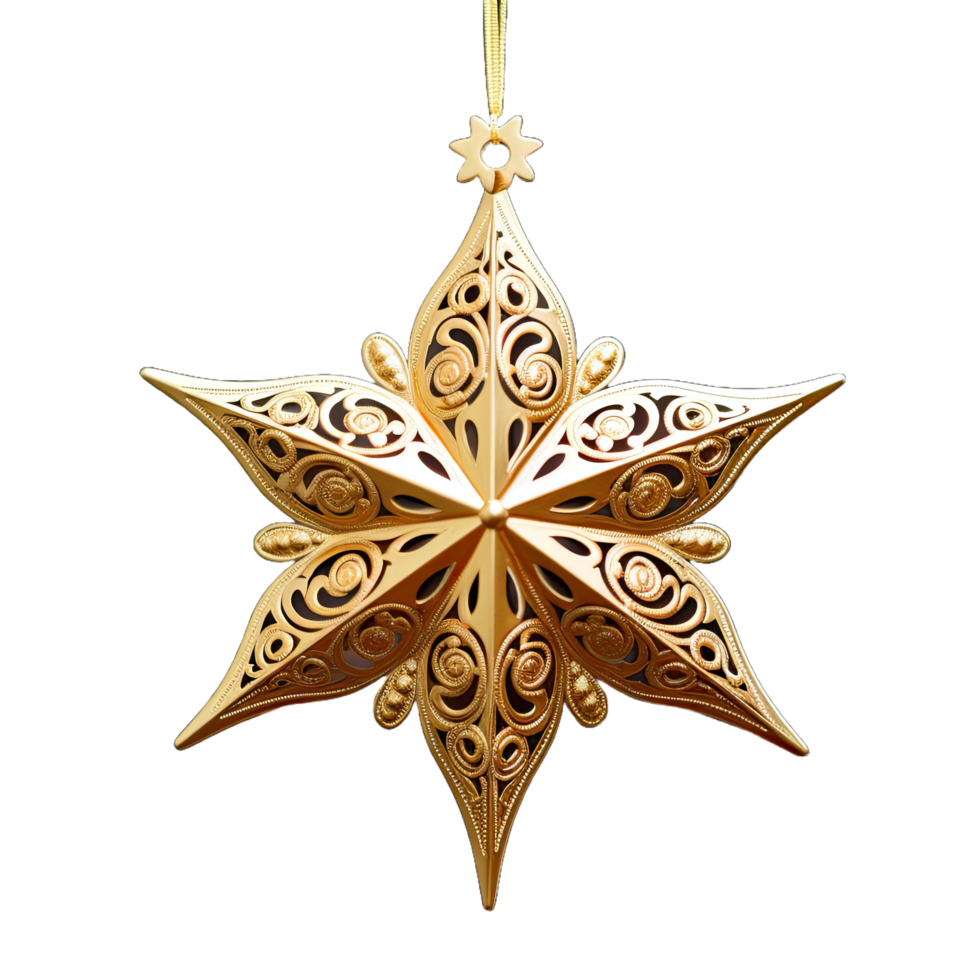 AI generated Christmas decoration gold star png